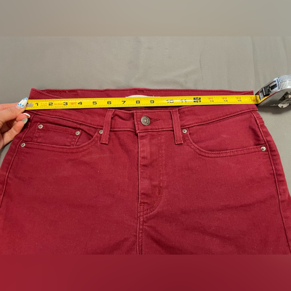 Levi's ❤️Mid Lenght Women's Cherry Red Jean Shorts, size 30 (EUC) - Picture 8 of 9